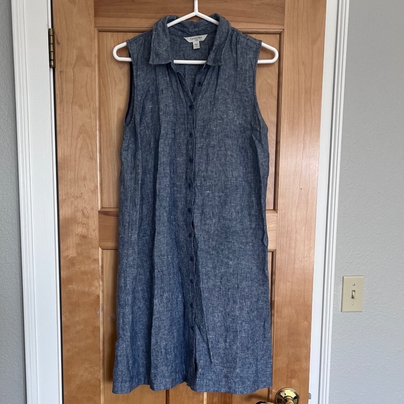 Garnet Hill Dresses & Skirts - Garnet Hill Classic Linen Shirtdress, Indigo Chambray